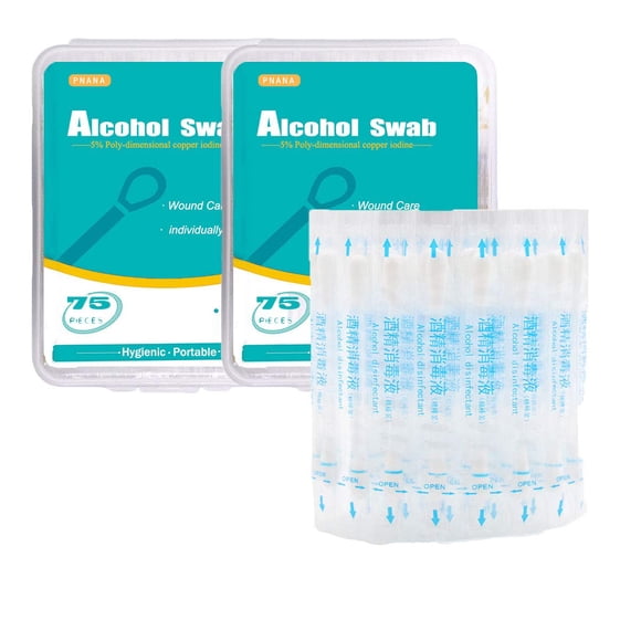 Botiquín de primeros auxilios con alcohol Swabs PNANA, 150 unidades, envuelto individualmente