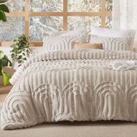 Juego De Edredón Bedsure Boho Tufted Queen Beige 3 Piezas