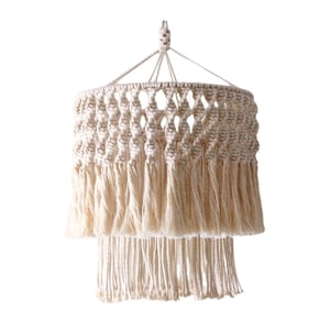 Magideal - Pantalla De Lámpara Colgante De Macramé Bohemio, Cubierta De Lámpara Colgante De Pared De Macramé, Lámpara De Techo, Decoración Para Dormitorio, Decor Estructura Metálica 20X35Cm