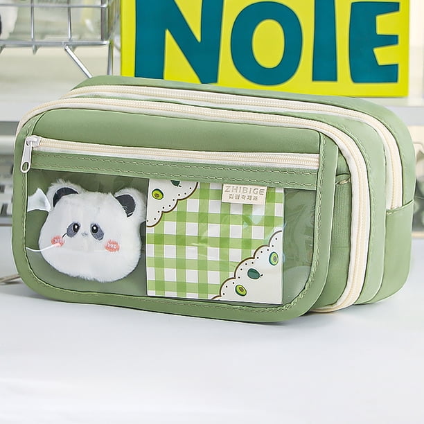 Clear Pencil Pouch Itabag Pencil Case Clutch Pen Bag Mesh Compartment for Teenager Students,Office,School