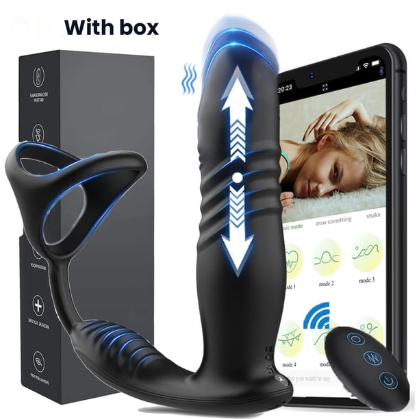 Male Thrusting Prostate Massager Bluetooth APP Control Telescopic Butt Plug Anal Vibrator Men Gay Dildo Bdsm Sex Toy for Couples