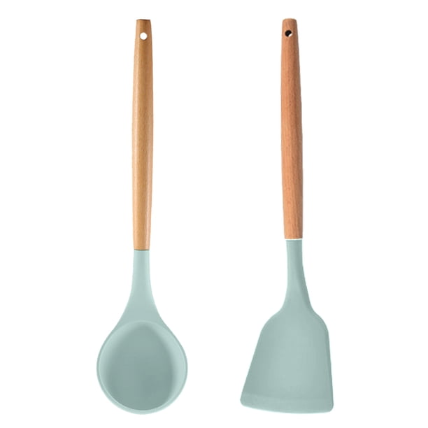 Juego de utensilios de cocina de 2 piezas, de madera, fáciles de limpiar, antiadherentes.