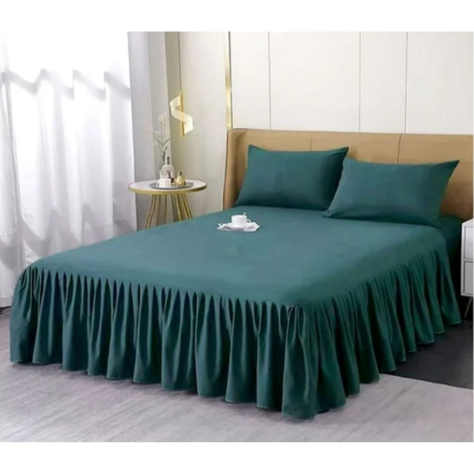 Aladdins Shop - Faldon Para Cama 2 Plazas Color Verde