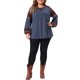 thumbnail image 2 of Agnes Orinda Blusas Boho para Mujer de Talla Grande Cuello Redondo Estampado Azteca Manga Larga Camiseta Blusa Casual Vintage 1X Azul Marino, 2 of 6