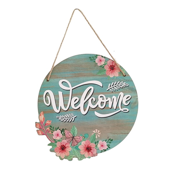 Señal De Corona De Bienvenida Para Puerta Delantera, Letrero Colgante Rústico Redondo, Decoración De Bienvenida