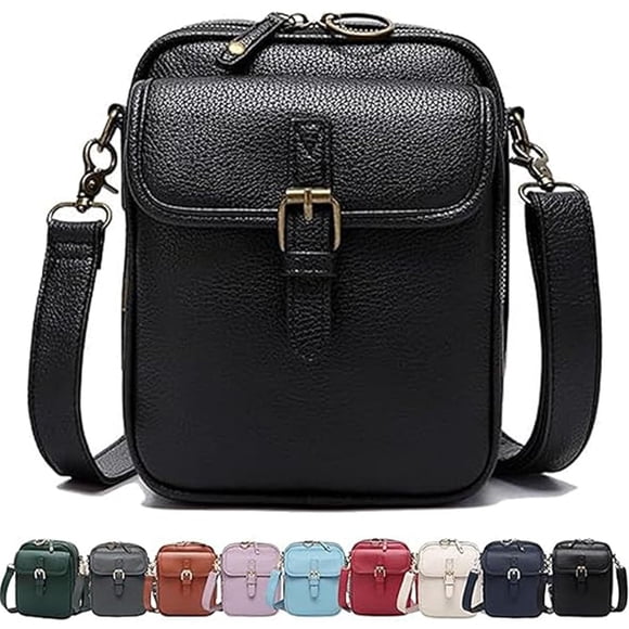 Bolso bandolera QIFZNG de gran capacidad, negro, 20x16x6 cm
