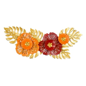 Bothyi - Decoración De Pared De Metal Con Flores, Decoración Creativa Para Cafetería, Oficina, Comedor, Rojo Y Naranja.