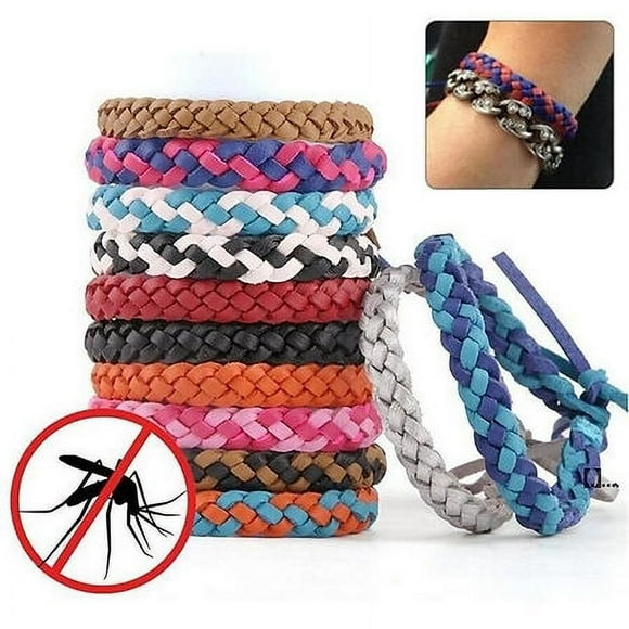 Pulsera Repelente de Cuero Trenzada Multicolor