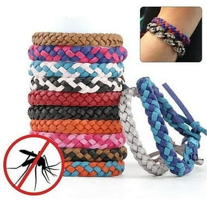 Genérico - Pulsera Repelente De Cuero Trenzada Multicolor