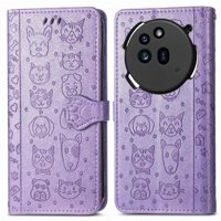 Funda Cartera Foxdock Para Nothing Phone 3A Pro , Flip Pu Con Relieve De Gatos Y Perros, Tarjetero Y Soporte