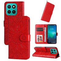 Funda Tipo Cartera Foxdock Para Honor X8C , Diseño Girasol En Relieve, Cuero Pu, Cierre Magnético, Soporte Y Tarjetero