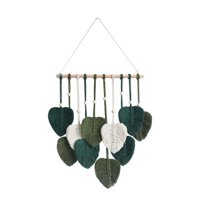 Magideal - Tapiz Colgante De Pared De Macramé Con Hojas, Adorno De Pared, Tapiz Tejido Minimalista, Decoración De Pared Bohemia Para Fiesta, Dormitorio, Regalo , Verde