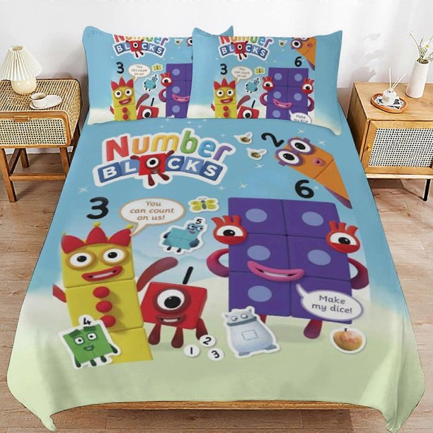 Number Block Bedding Set Duvet Cover Comfortable and Lightweight Cartoon Bedding3 Piece