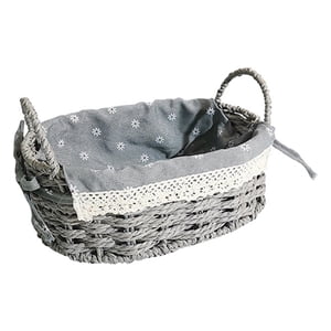 Magideal - Multipurpose Rattan Storage Basket Decorative Baskets Clothing Cosmetics Sundries Container Handmade For Bedroom Bathroom Tabletop Office , Gris Medio C