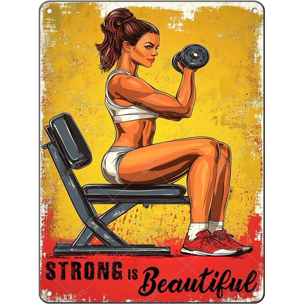 Letrero sala gimnasio terapia fitness vintage metal estaño hierro pintura decoración pared hogar club cueva hombre 30x20 cm