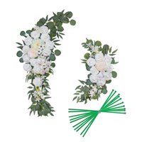 Magideal - Flores Artificiales Swag, Centro Guirnalda Arco Falso Boda Arco Flores Guirnalda Para Puerta Delantera Fiesta Pared Telón De Fondo Blanco