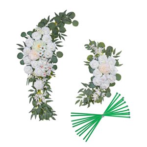 Magideal - Flores Artificiales Swag, Centro Guirnalda Arco Falso Boda Arco Flores Guirnalda Para Puerta Delantera Fiesta Pared Telón De Fondo Blanco