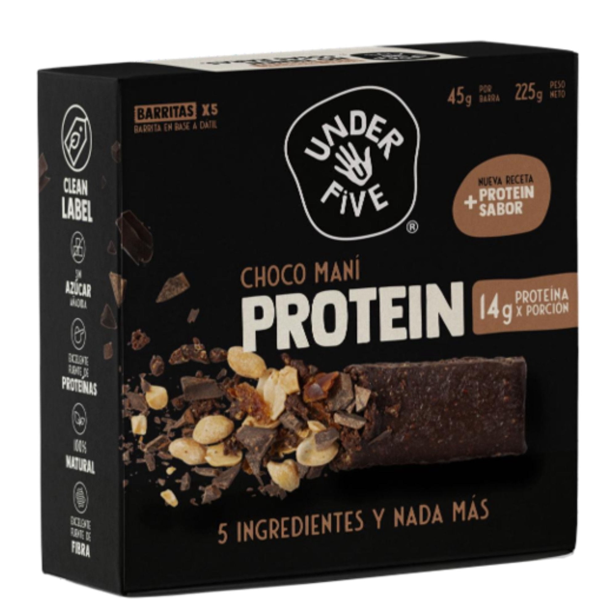 Barrita Proteína Choco Maní Underfive 5*45g