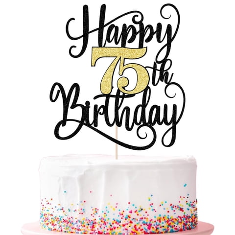 Decoración Para Tarta De 75 Cumpleaños De Ruscalin, 75 Decoraciones Para Tartas De Fiesta De Cumplea