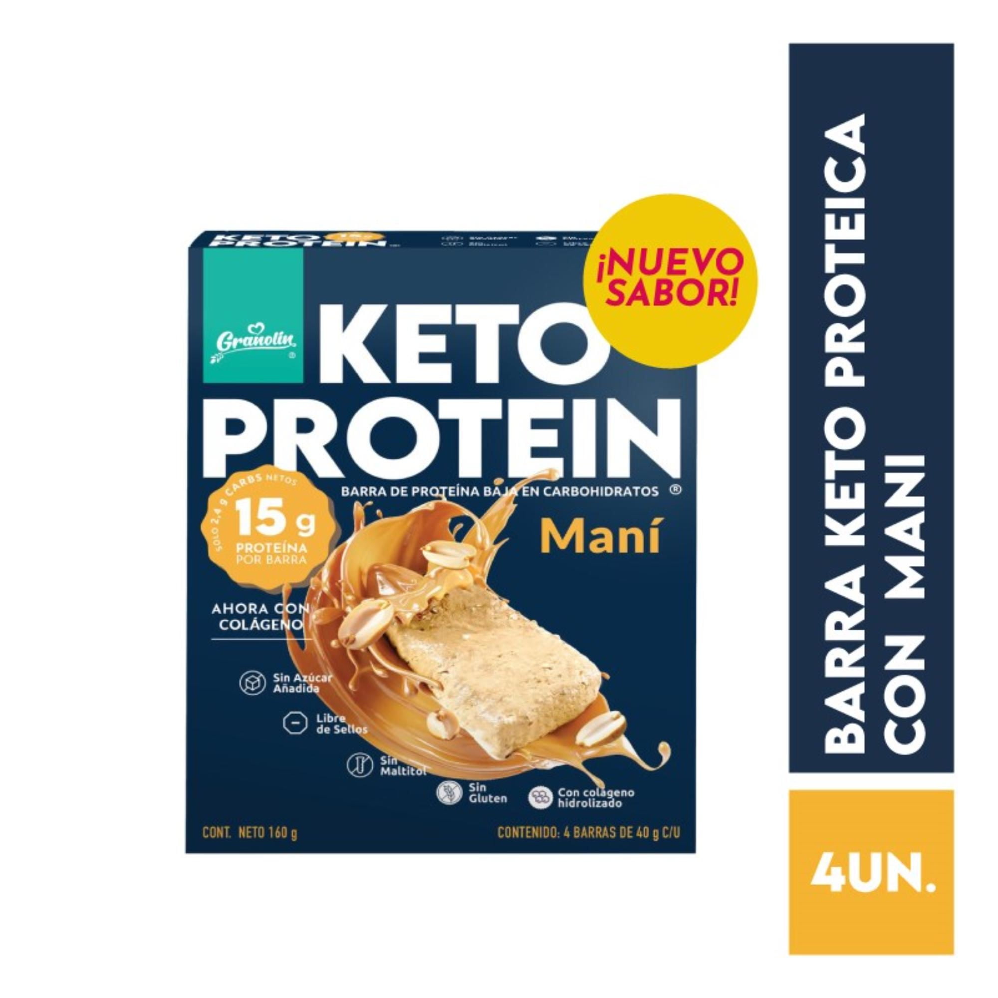 Barra De Proteína Keto Protein Sabor Maní Pack 4 Caja 160 g Granolin
