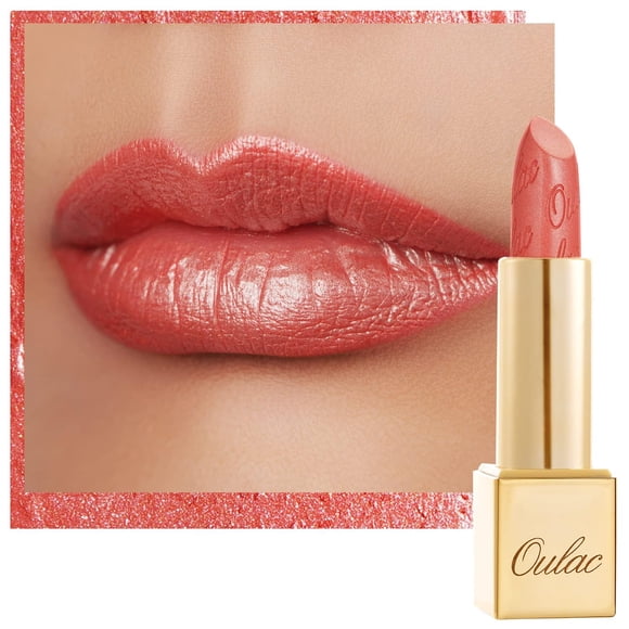 Labial Oulac Coral Rosa Metálico 3D Vegano
