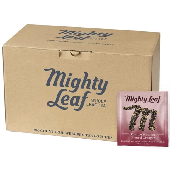 Té Mighty Leaf Orange Blossom 100 sobres piramidales envueltos en papel aluminio