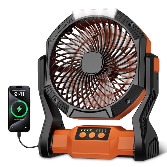 Ventilador portátil recargable Aynvixt 20000 mAh LED naranja