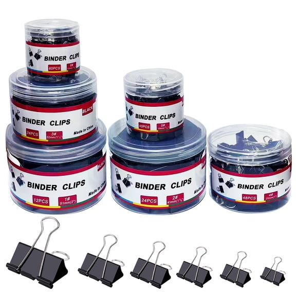 Binder Clips STOLCA de 208 piezas, surtido de tamaños, metal negro