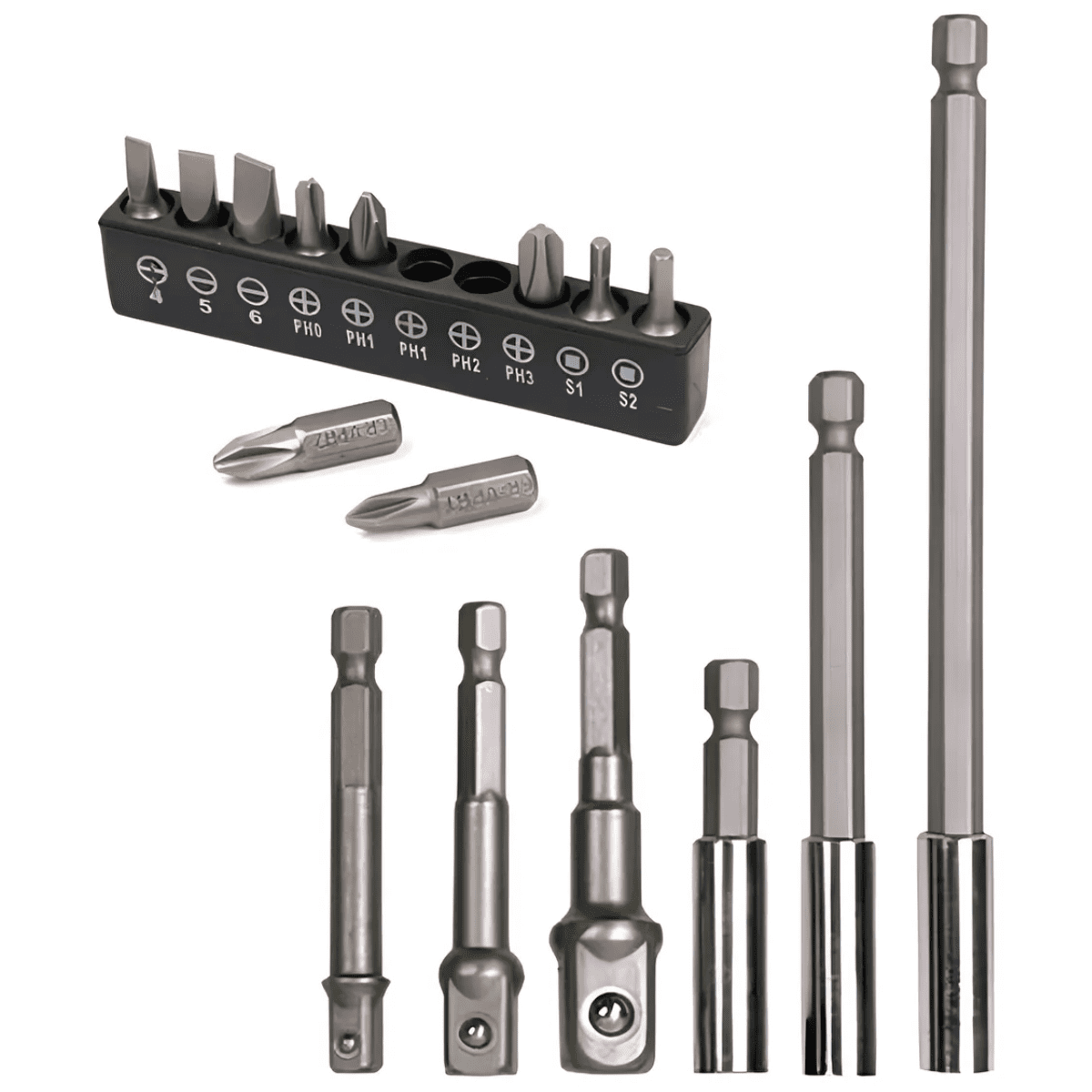 Genérica - Set 16 Puntas Adaptadores Y Destornillador 1/4 1/2 3/8