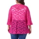 thumbnail image 4 of Agnes Orinda Trajes de Halloween para Mujeres Tallas Grandes Cárdigans de Escuela Universitaria Abiertos al Frente Mangas 3/4 Acampanadas Encaje Transparente Floral Cubierta Bolero Chalecos 2X Rosa, 4 of 8