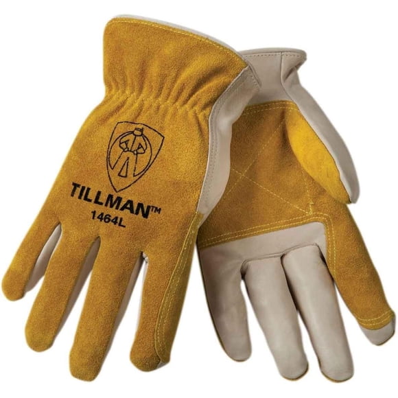 Guantes Tillman 1464 de piel de vacuno de grano superior para conductores divididos, grandes
