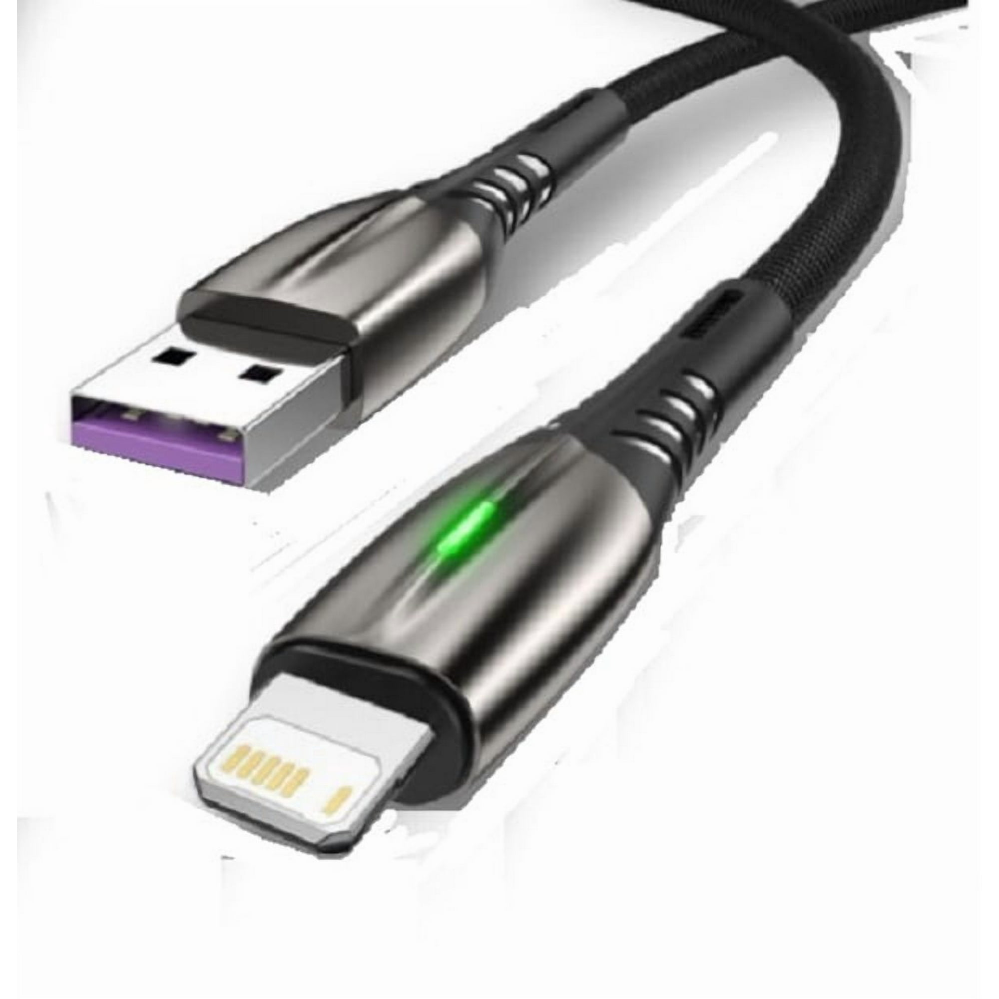 Genérico - Cable Carga Rápida 30w Celular 5.1 A Usb A Lightning Compatible Para Iphone 1 Mt Acordonado Luz Led Telefono Smartphone Reforzado