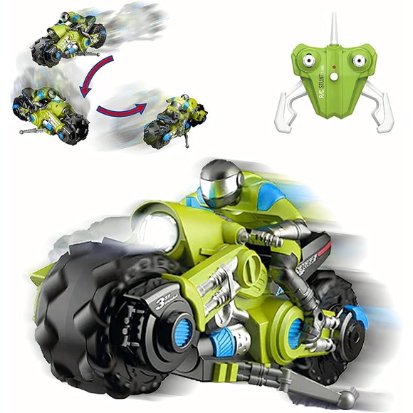 Motocicleta con mando a distancia UNIQUE KIDS, 360°, giratoria, verde