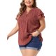 thumbnail image 4 of Agnes Orinda Blusas de Mujer Tallas Grandes Retro Floral Cuello en V con Capas Mangas Cortas 4X Rojo, 4 of 5