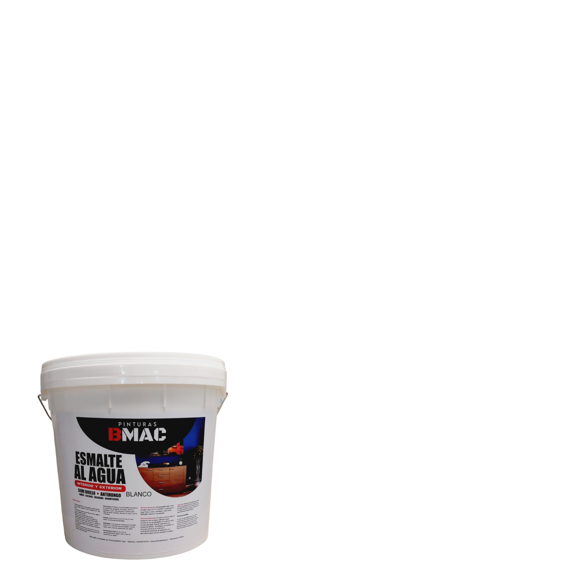 Bmac - Esmalte Al Agua Blanco Semibrillo Tineta 4G