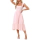 thumbnail image 2 of INSPIRE CHIC Vestido de Verano para Mujeres de Regreso a Clases Cuello Cuadrado con Volantes en Capas Boho Midi Vestido Rosa XL, 2 of 6