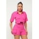 thumbnail image 5 of Conjunto De Camisa De Manga Corta Con Botones Al Frente Y Bolsillos Laterales Y Shorts Con Cintura Elástica Con Cremallera Y Botón Al Frente Color Rosa (para Mujer), 5 of 5