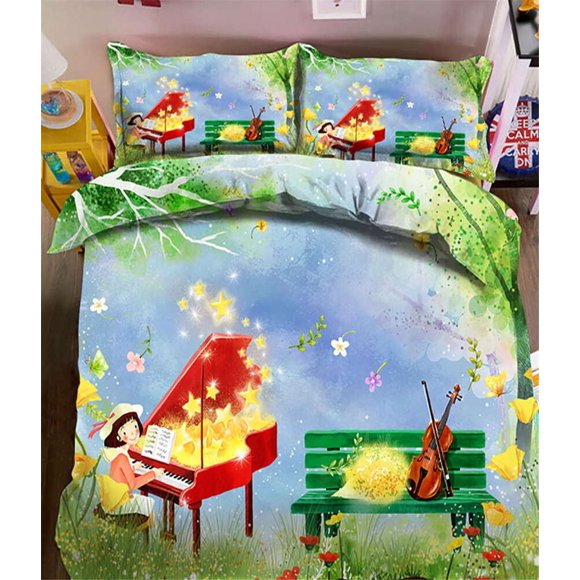 Playing The Piano Duvet Quilt Covers Pillow Case Bedding Sets3-Piece Bedding Set (1 Duvet Cover + 2 Pillow Shams)