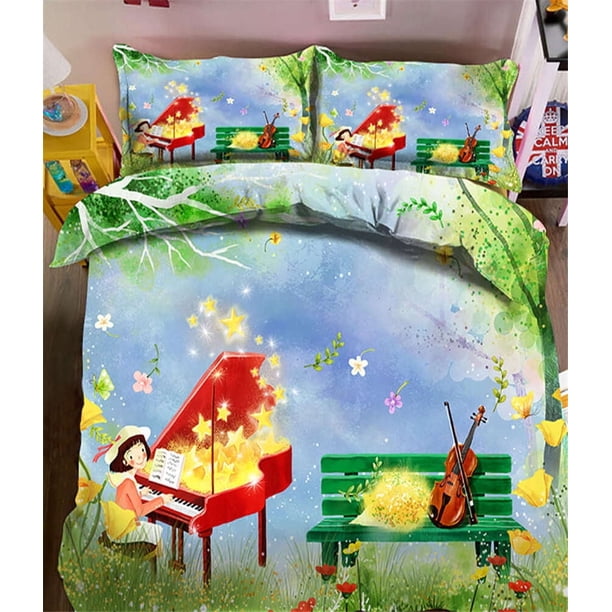 Playing The Piano Duvet Quilt Covers Pillow Case Bedding Sets3-Piece Bedding Set (1 Duvet Cover + 2 Pillow Shams)