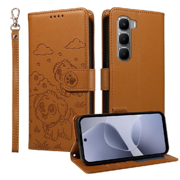Funda Billetera FOXDOCK Compatible con Infinix Hot 60 5G, Diseño Perrito Tierno, Ranuras para Tarjetas y Soporte Plegable