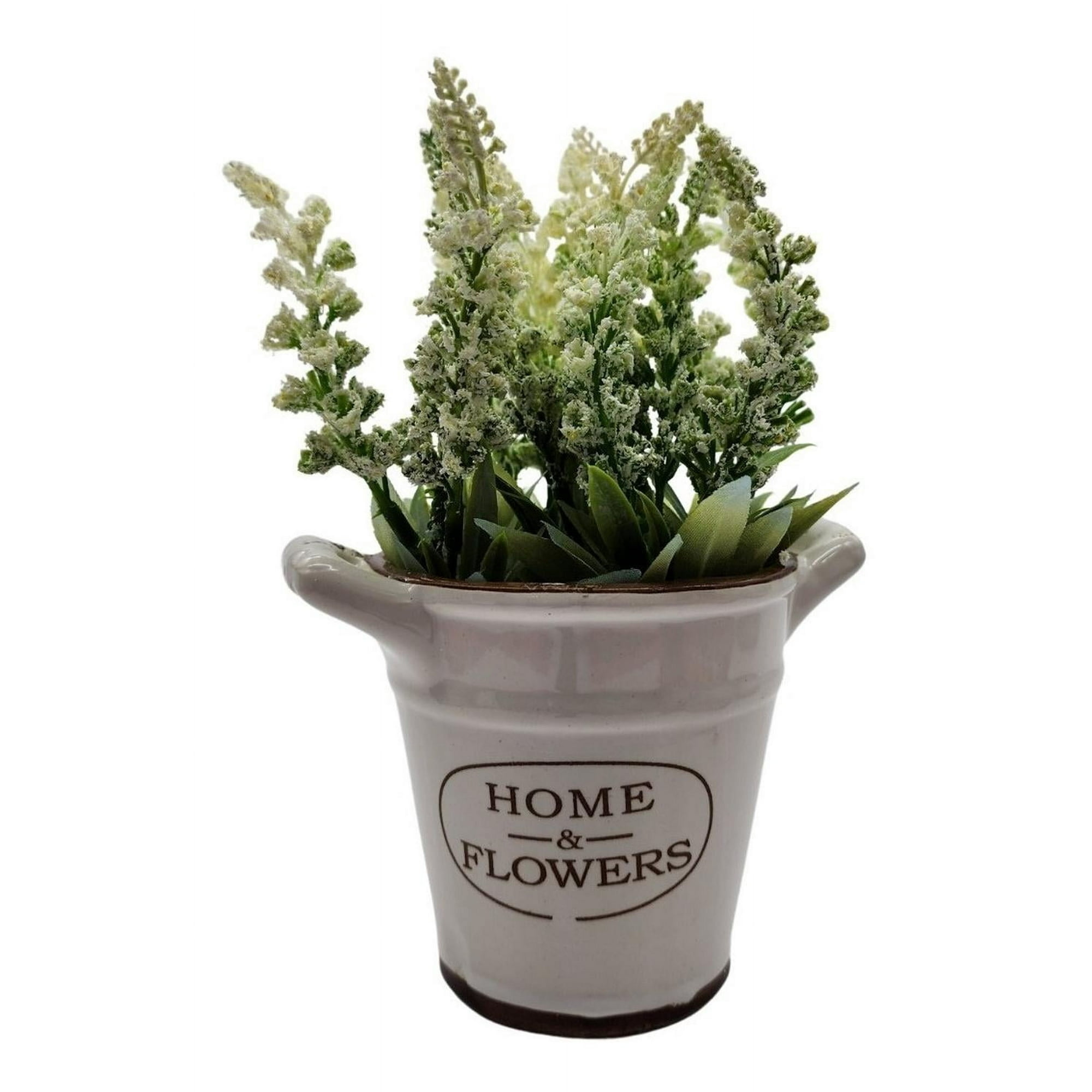Fliperex - Planta Artificial Macetero Cerámica Home And Flowers Blanco Blanco