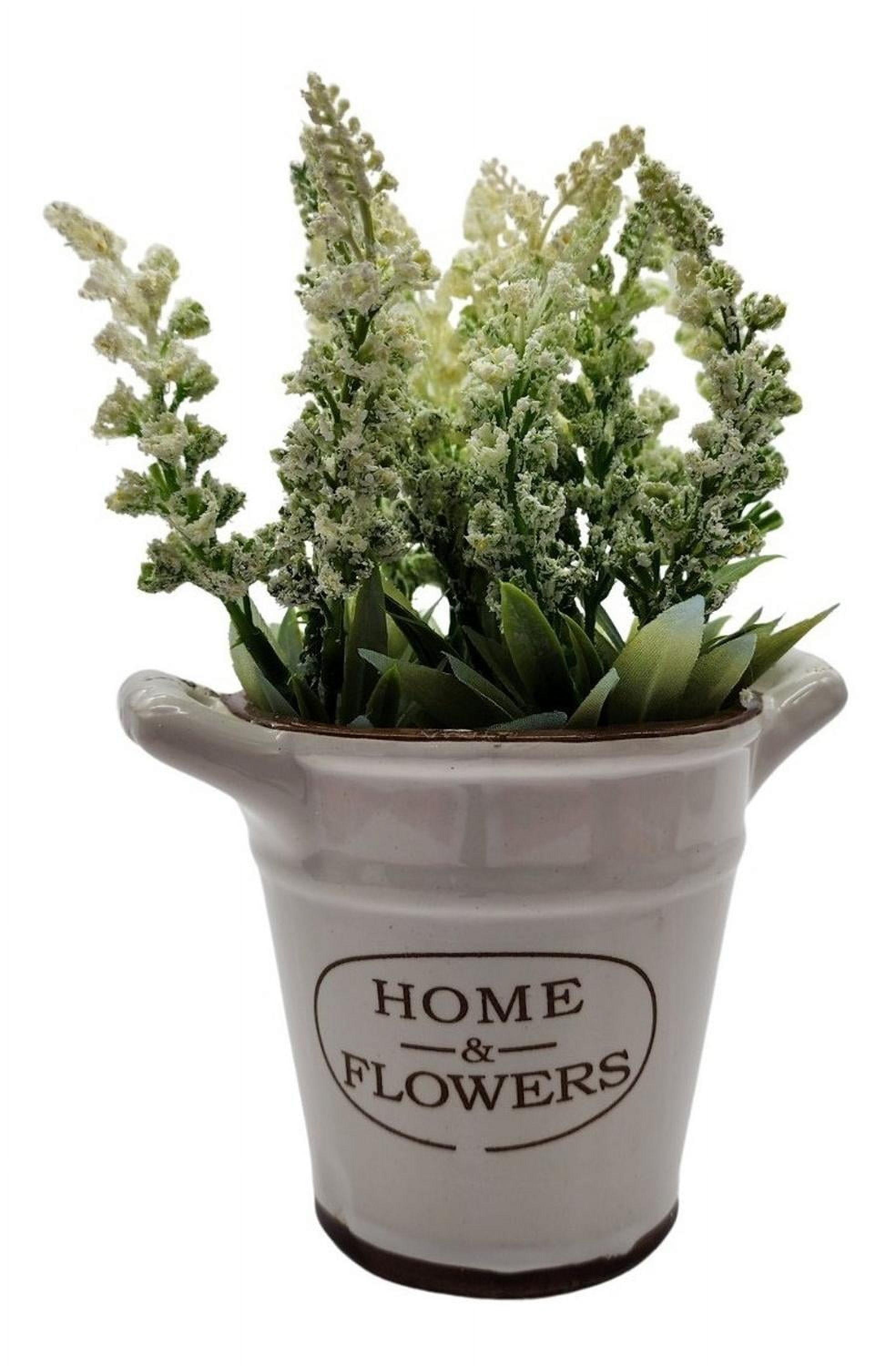Fliperex - Planta Artificial Macetero Cerámica Home And Flowers Blanco