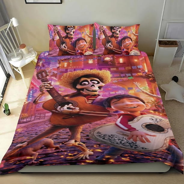 Sueño de COCO Conjunto de sábanas temático, trío de piezas, cómodo y amigable con la piel, diseño único, regalo de decoración para el hogar para familiares, amigos y fans,173cm *218cm