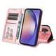 thumbnail image 2 of Funda tipo cartera FOXDOCK para Samsung Galaxy A55 , diseño girasol en relieve, cuero PU, cierre magnético, soporte y tarjetero, 2 of 5