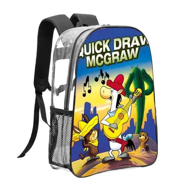 El Show de Quick Draw McGrawMochila transparente temática, resistente y duradera, bolsa see-through para trabajo, deporte, universidad y viaje, 31 × 43 cm