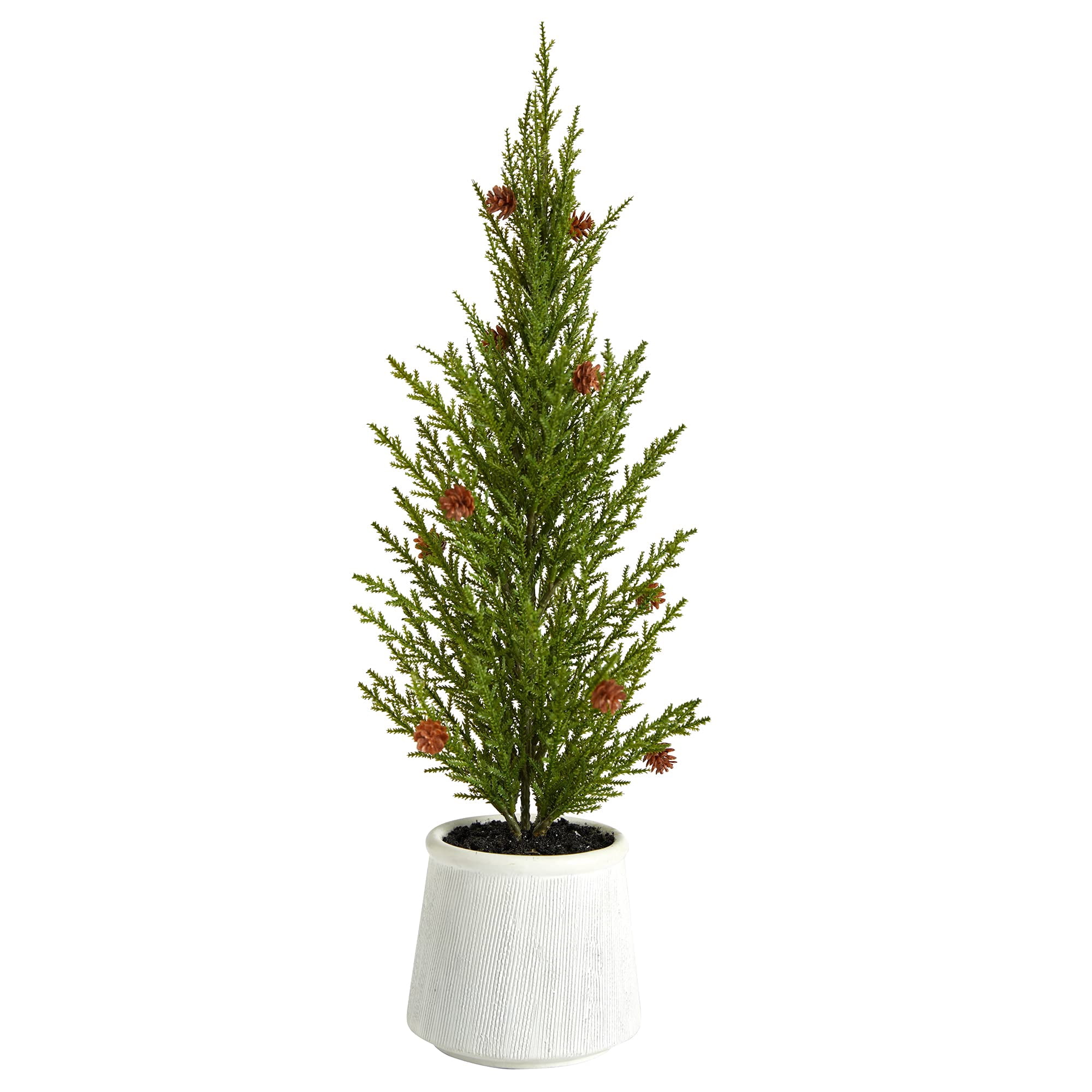 Nearly Natural - Árbol Artificial Casi Natural De Cedro Y Pino De 50 Cm Con Maceta
