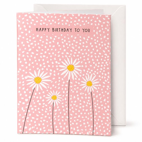 Tarjeta de Cumpleaños Dotty about Paper 13 cm x 18 cm Margaritas Rosadas