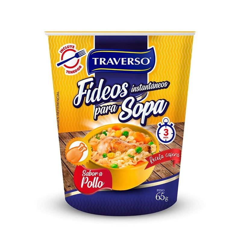 Fideos Instantaneos Sabor Pollo 65 g Traverso