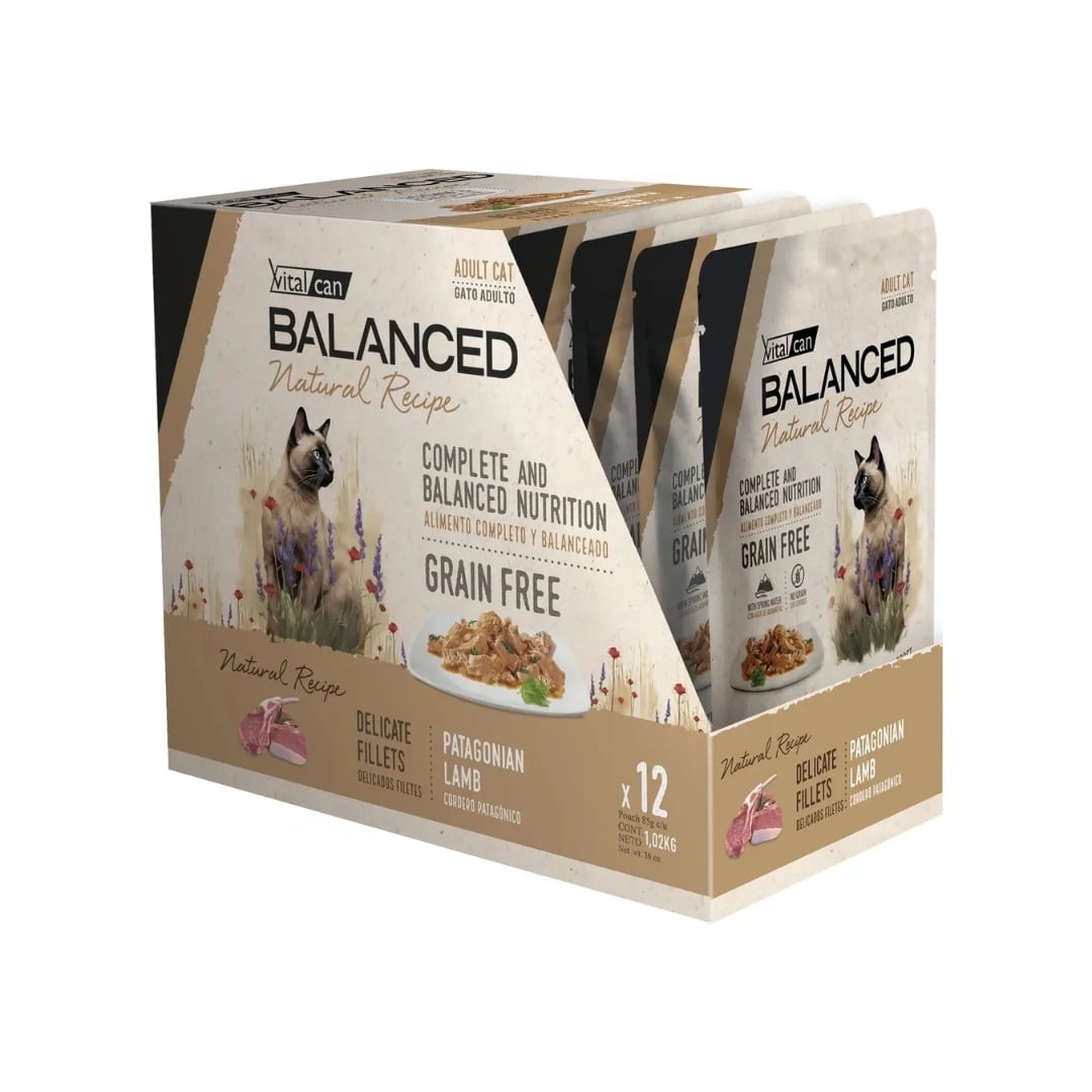 Sachet Balanced Natural Recipe Gatos Adultos Cordero 12 Un.