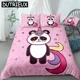 thumbnail image 1 of 3 Pieces Panda Duvet Cover Set Cartoon Animal Bedding Kids Boys Girls Bed Set White Black Panda Quilt Cover Star Dropship Bed Sheets, 1 of 5